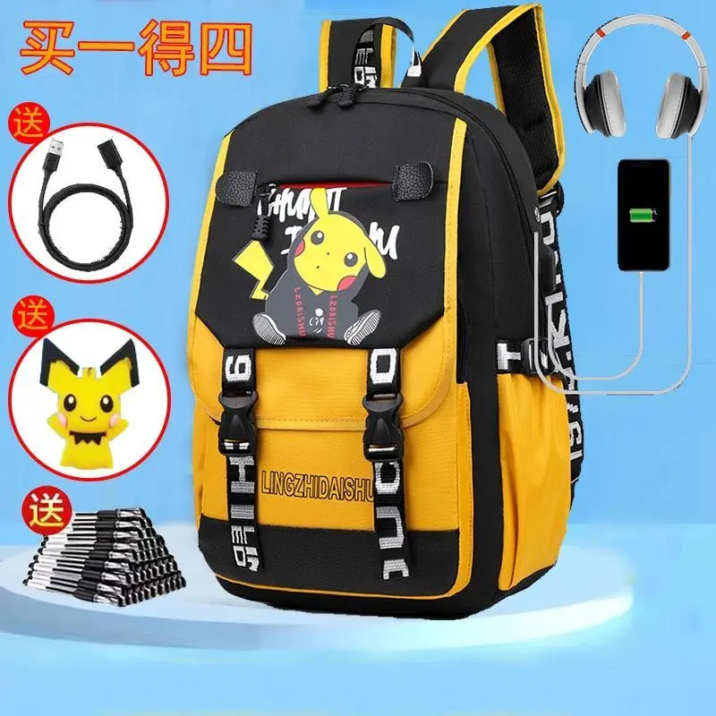 Cặp Sách, Thiết Kế Pikachu Hoạt Hình, Ba Lô Nam Và Nữ, Thích Hợp Cho Học Sinh Tiểu Học Và Trung Học Cơ Sở, Xu Hướng Thời Trang, Sức Chứa Lớn, Ba Lô Cho Học Sinh Trung Học Cơ Sở