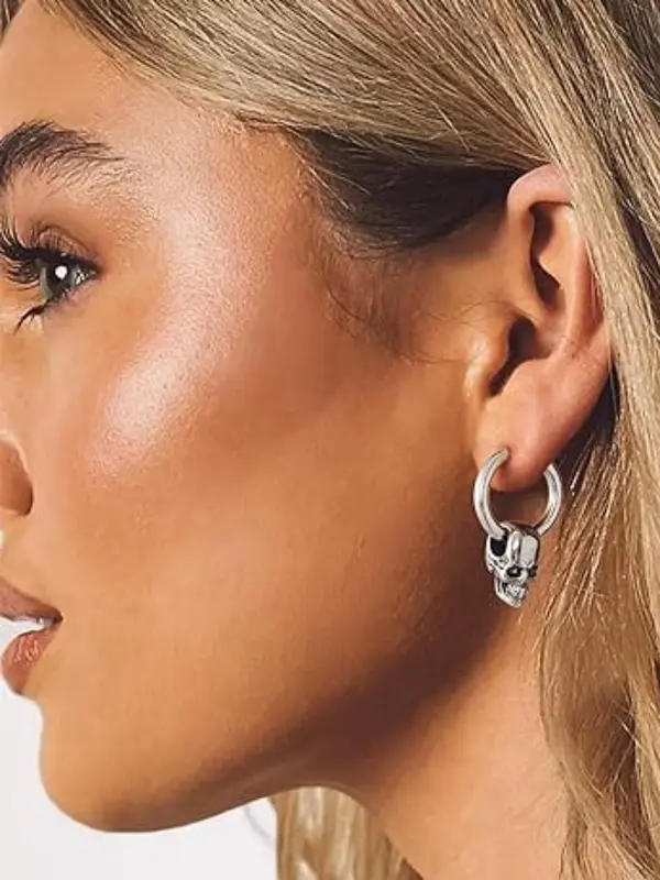 Punk Style Skull Design Dangle Earrings, Fashion Jewelry for Party, Daily Clothing Decor, Trendy All-match & Exquisite Jewelry for Birthday Gift 4
