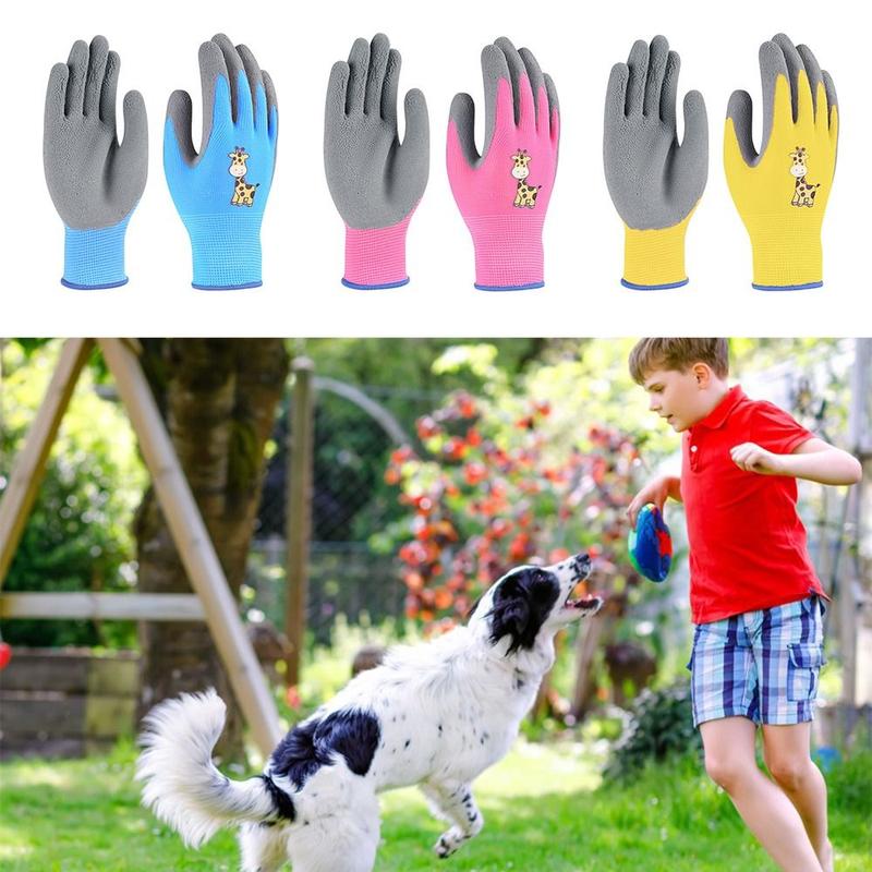 Product Introduction of T141pearinpear Tool Pink Blue Yellow Kids Work Gloves Safety Multi-purpose Camping Protective Gloves Thickening Cartoon Animal Gardening Glove Unisex 10