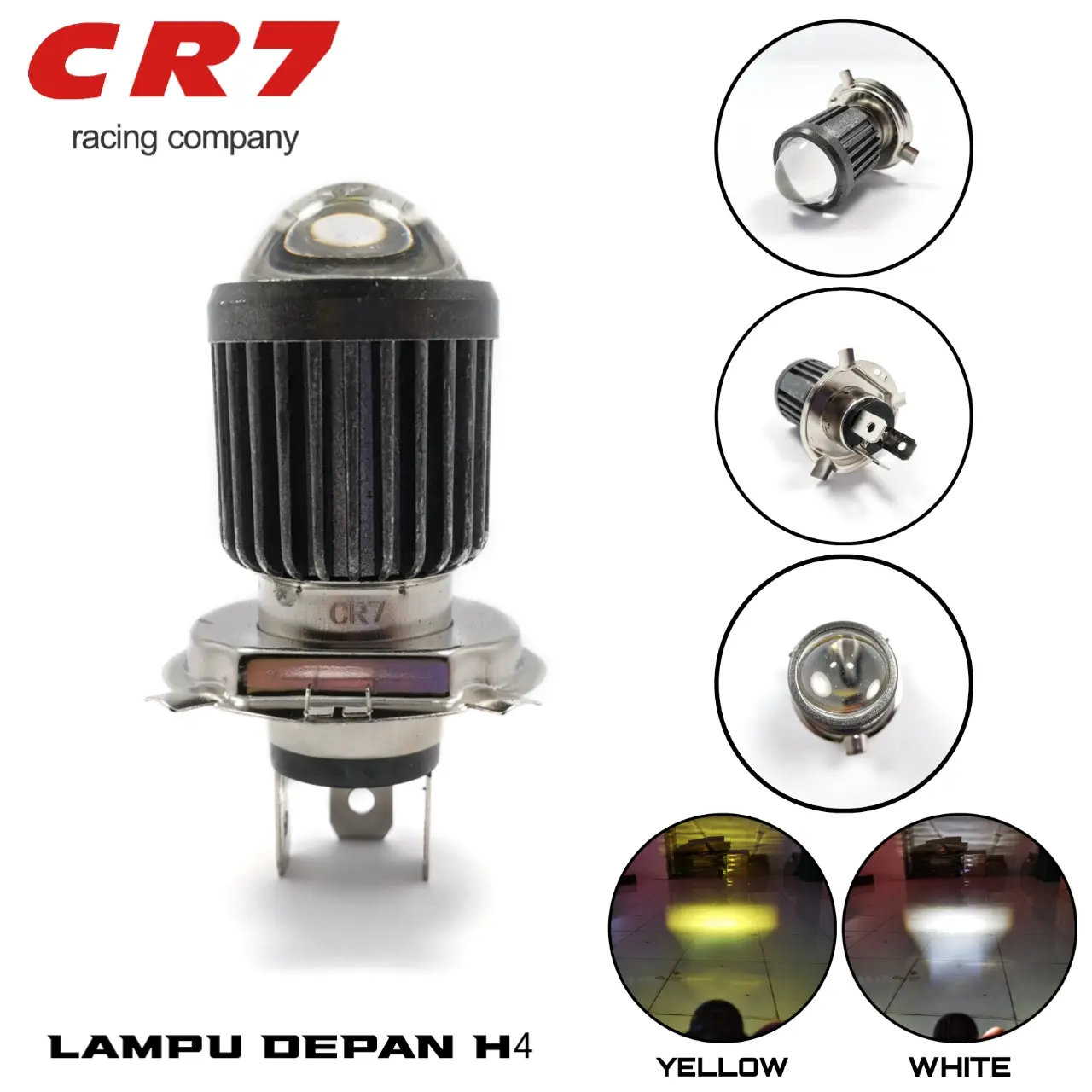 Lampu utama H4 Projector Super Terang High low AC DC jauh dekat putih type laser