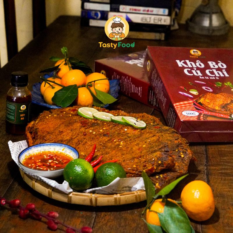 Khô Bò Củ Chi Tasty Food - Bò miếng mềm - Hộp giấy 500g/1kg