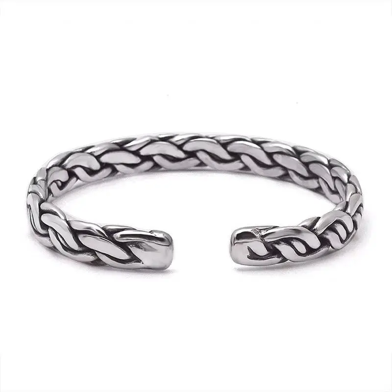 GELANG TITANIUM BAJA PUTIH MONEL SISIK NAGA PRIA WANITA