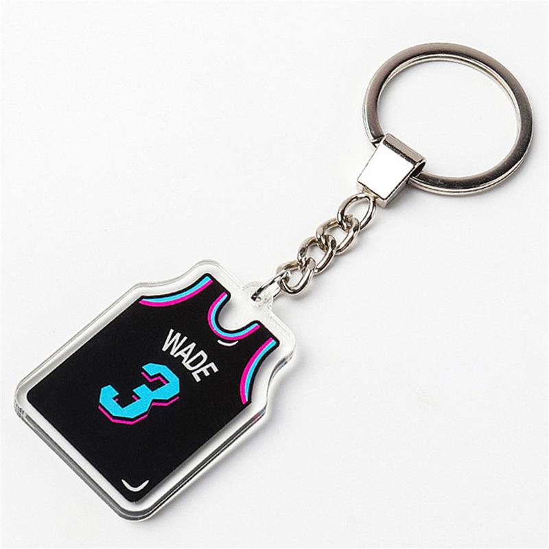 Product Introduction of Printed On Both Sides Jersey Shape Keychain Charms Sports Key Rings Basketball Fan Trinket Souvenir Accessories Gifts 23