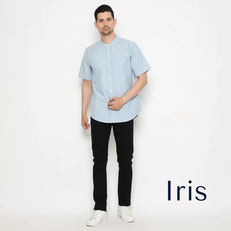 IRIS - ATASAN KEMEJA KOKO DEWASA POLOS KATUN SALUR PRIA LENGAN PENDEK KEMKO COUPLE AYAH ANAK 2