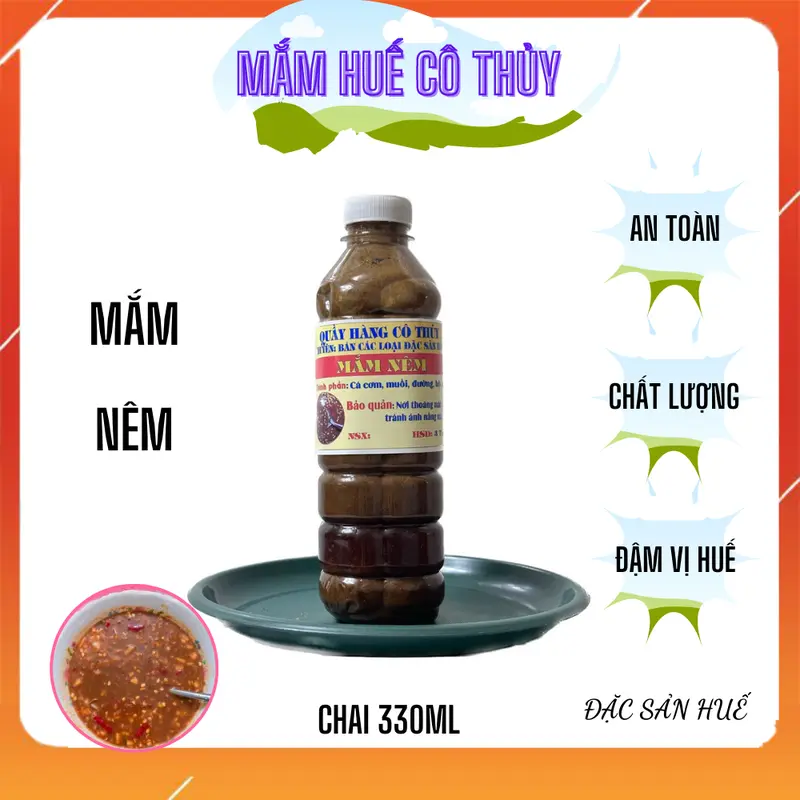 Mắm nêm xay nhuyễn chai 330ml - Mắm Huế Cô Thủy Nước Sốt Gia Vị 0