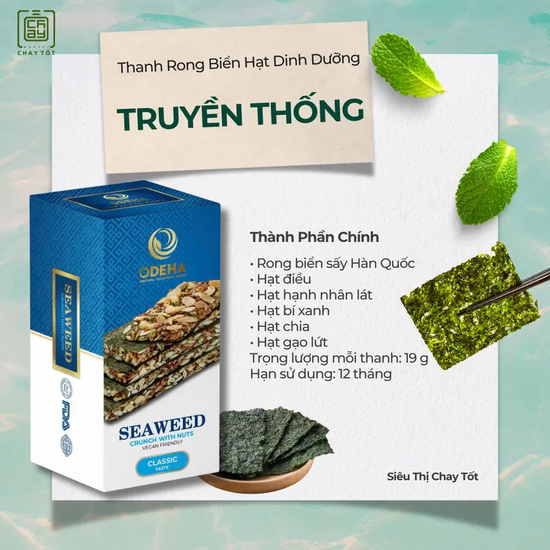 Hộp 6 Thanh Bánh Kẹp Rong Biển Hạt Dinh Dưỡng Odeha Hương Vị Thơm Ngon Đặc Trưng 2