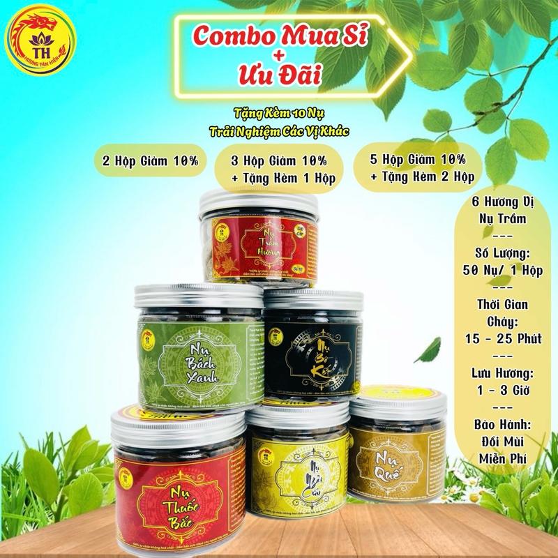 Trầm Hương Cao Cấp [Mua 3 Tặng 1], Trầm Nụ Thảo Dược 5 Hương Vị (Thuốc Bắc, Bồ Kết, Bách Xanh, Ngải Cứu, Quế) | Hương Tâm Hiền Dầu Thơm Phòng