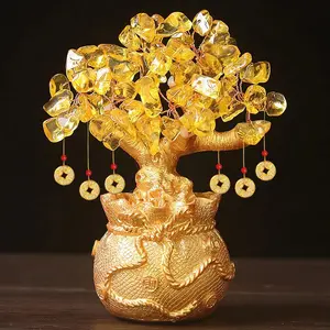 Pohon Uang Keberuntungan Feng Shui Bonsai Kristal Alami Untuk Dekorasi Rumah ornamen rumah