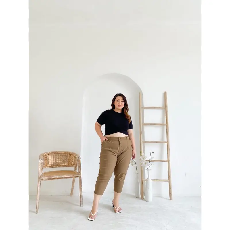 Toko Sion Ria Pants Celana Jegging Wanita Ukuran Jumbo Xxxl Big Size Plus Size Celana Kerja Bahan Melar Kancing Karet 3