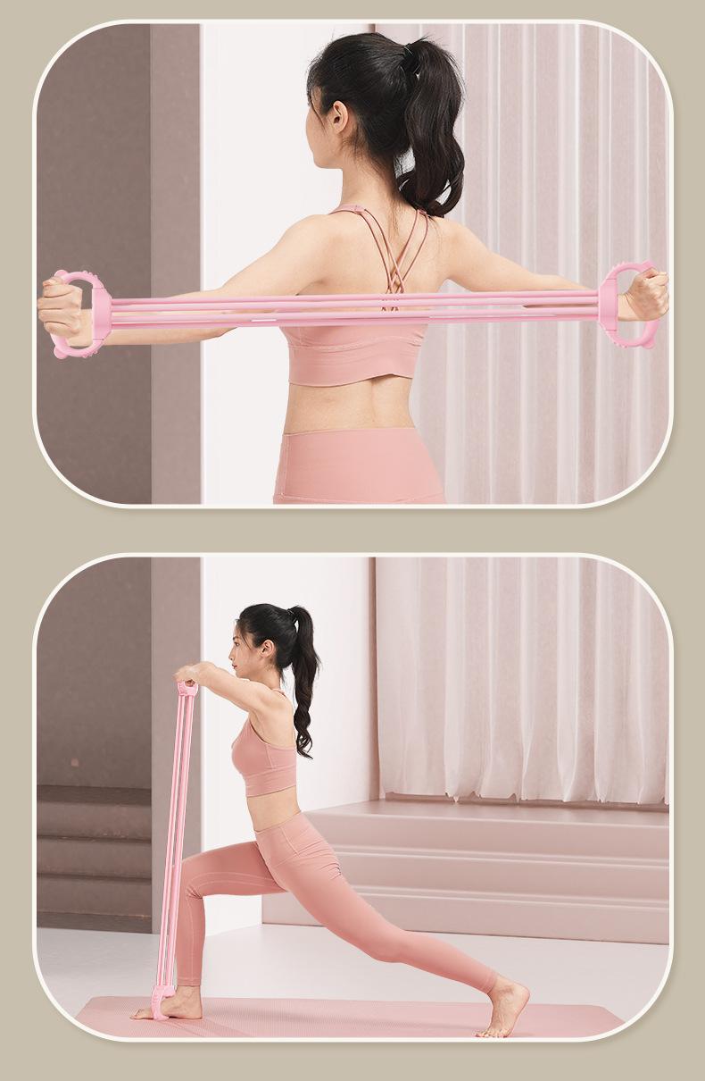 Product Introduction of 8-Shape Resistance Band for Women, Adjustable Back Stretching, Shoulder Beauty, Detachable, Home Fitness Yoga Stretching, Adjustable Resistance Elastic Band 10
