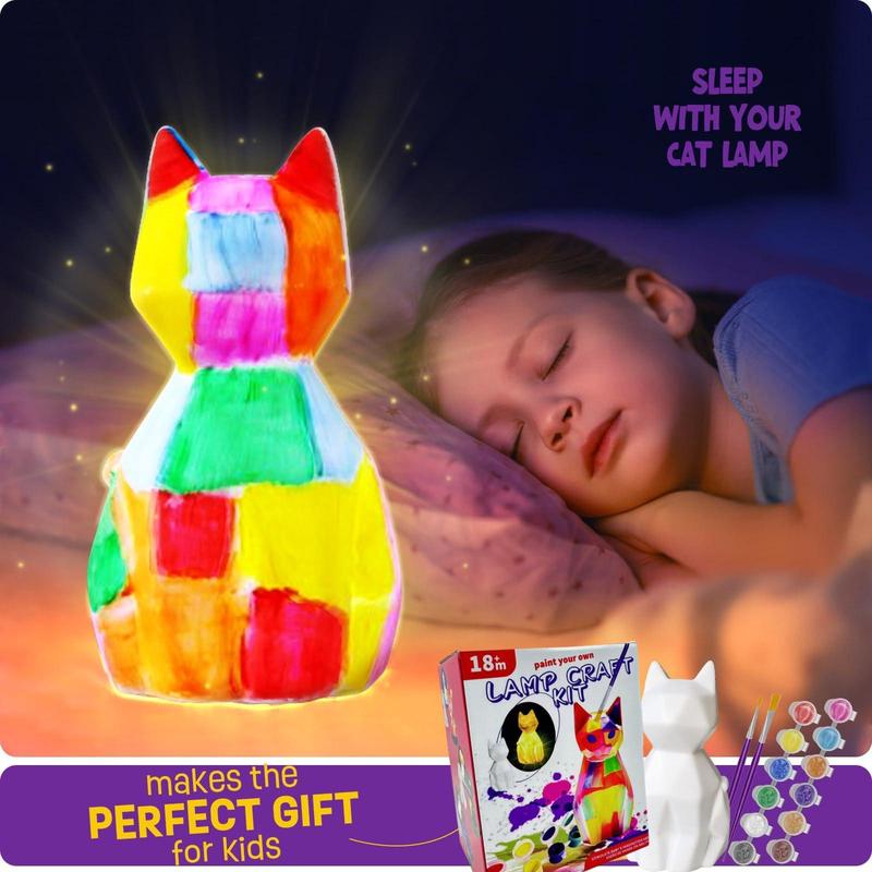 Product Introduction of Cat Design Night Light Painting Kit, 1 Set DIY Geometric Cat Night Light Art Painting Kit, Art & Craft Ornament for Home Office Dormitory School Decor 3