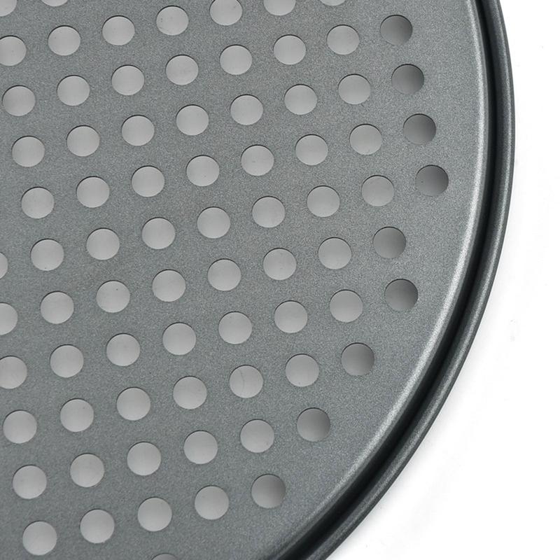 Pizza Pan Pizza Baking Plates Non-stick Bakeware Pie Pan Crisper Tray with Hole Round Professional Stainless Steel Plate Kitchen Pasta Utensils Oven 7