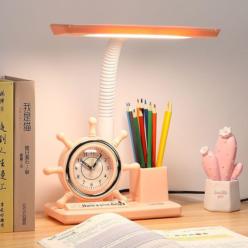 Đèn Bàn Bảo Vệ Mắt, Dành Cho Trẻ Em, Thiết Kế Dễ Thương, Cắm Điện, Thích Hợp Cho Ký Túc Xá Sinh Viên, Bảo Vệ Thị Lực, Thích Hợp Cho Phòng Khách Và Phòng Ngủ, Đồng Hồ Báo Thức Led, Đèn Đọc Sách 2