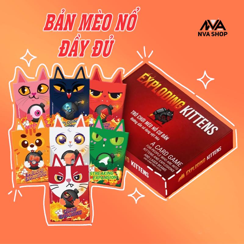  Combo Mèo Nổ - Full 7 Bản Mèo Nổ Mở Rộng  Tiếng Việt  - Exploding Kittens Cards 