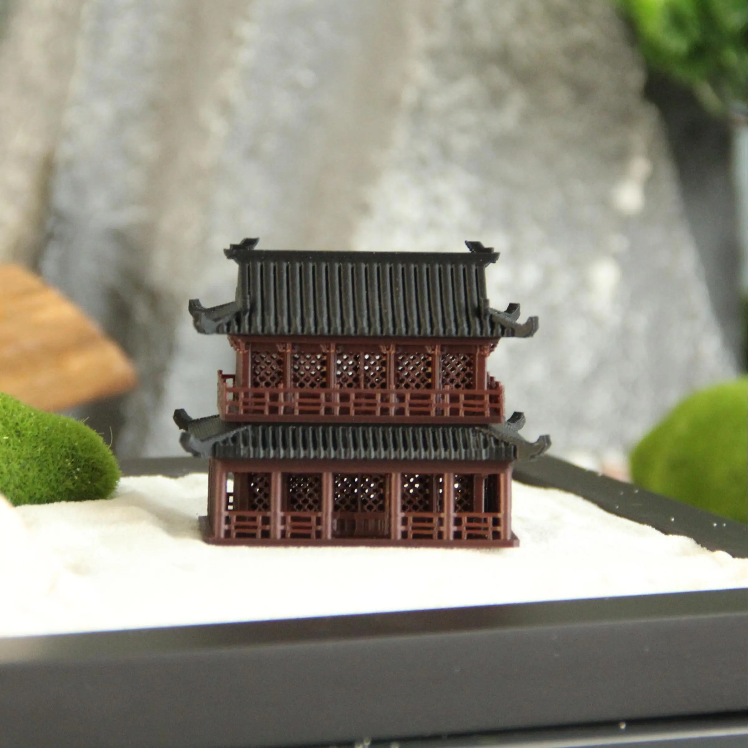 3D Printed Chinese Style Building Ornament, Vintage Building Model, DIY Micro Landscape Fish Tank Decoration, Desktop Decoration