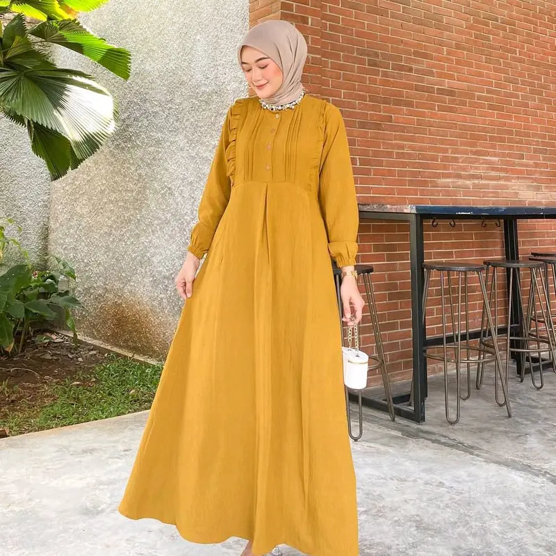 gamis kekinian cringkel jumbo lebaran terbaru 3