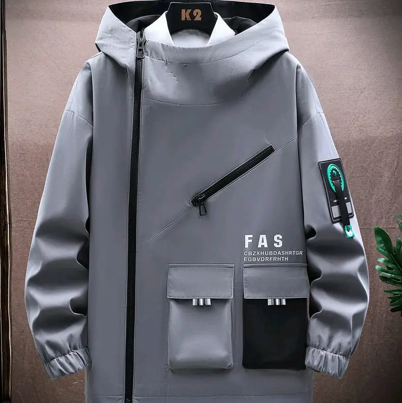 Jaket Pria Perasut Hoodie Jacket Korea Bahan Taslan Anti air Sleting Waterproof Size S M L XL XXL XXXL XXXXL XXXXXL Abu Dewasa Casual Parasut Keren Parka Cowok Tebal Distro Remaja