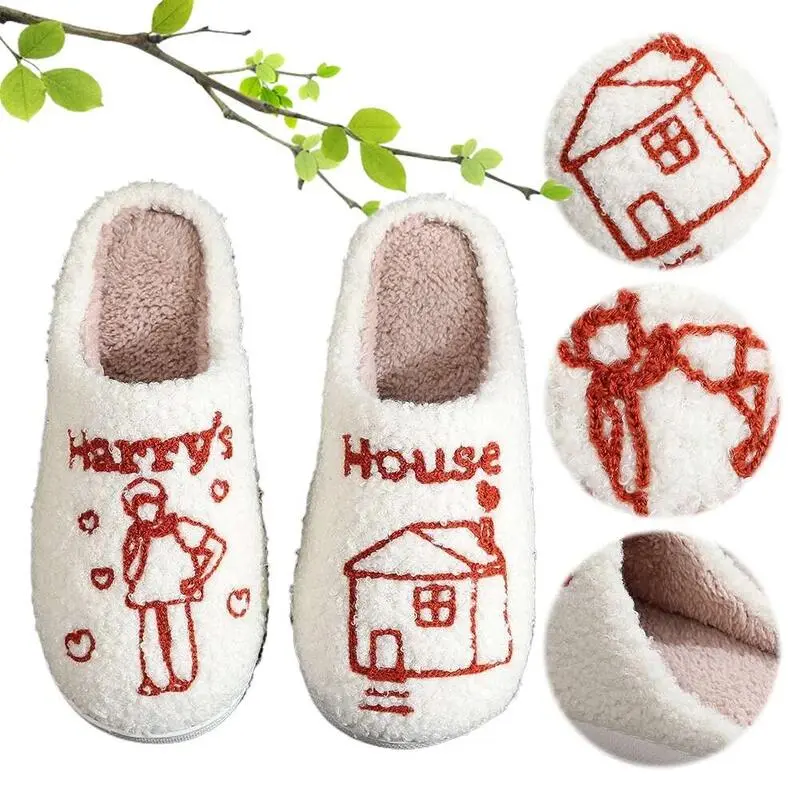 Dép Đi Trong Nhà Nhồi Bông Chống Trượt, Thiết Kế Ngôi Nhà Dễ Thương, Thoải Mái, Mềm Mại, Thích Hợp Sử Dụng Trong Nhà Và Phòng Ngủ, Kiểu Dáng Lông Mịn DéP Nữ Slipper Women Có Quai Cao Su
