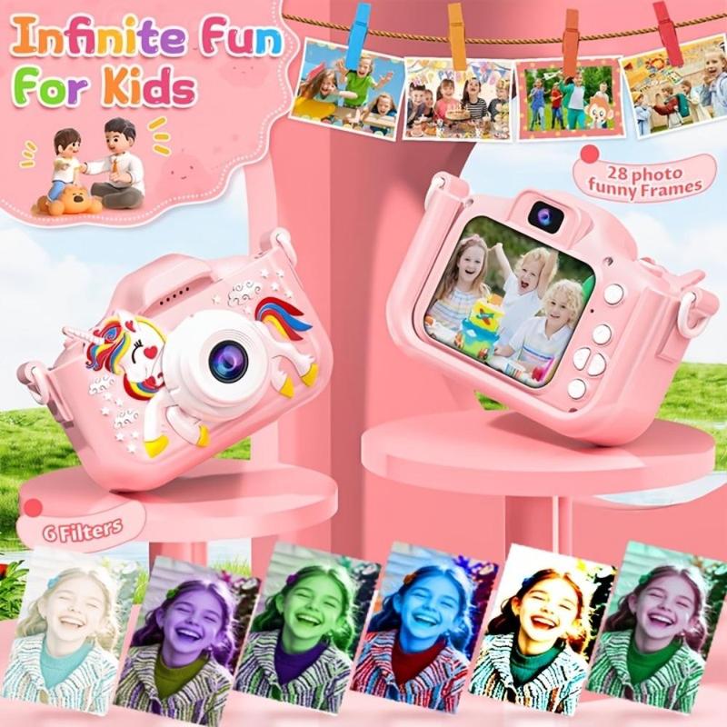 Product Introduction of Unicorn Design Digital Camera with 32GB Card, 1 Set 1080P HD Video Camera, Rechargeable Digital Camera for Boys & Girls Birthday Gift 3