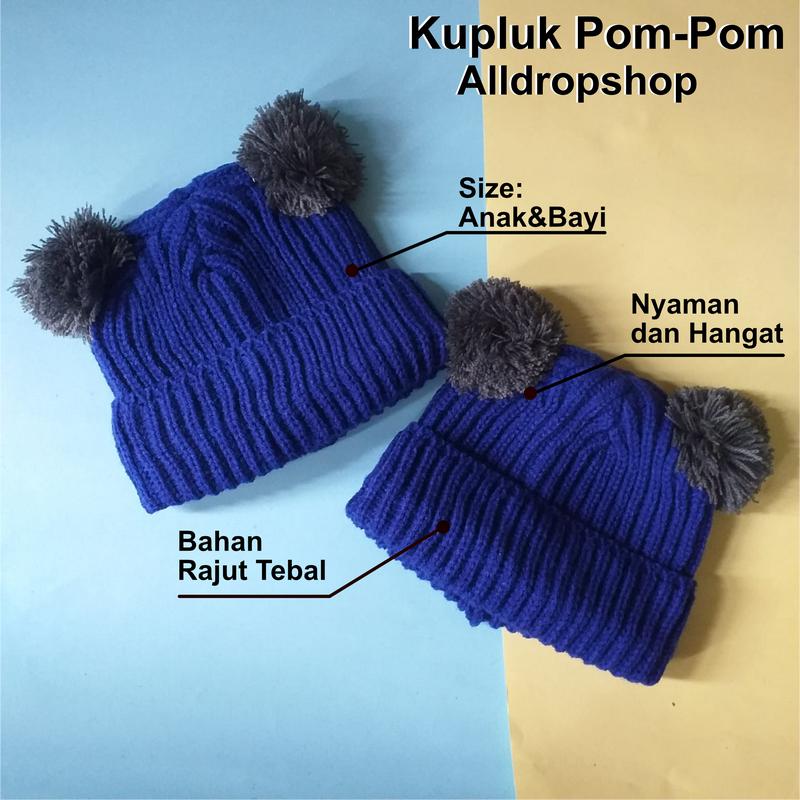 Kupluk pompom bayi /pompom premium / kupluk pompom baby new bron 2