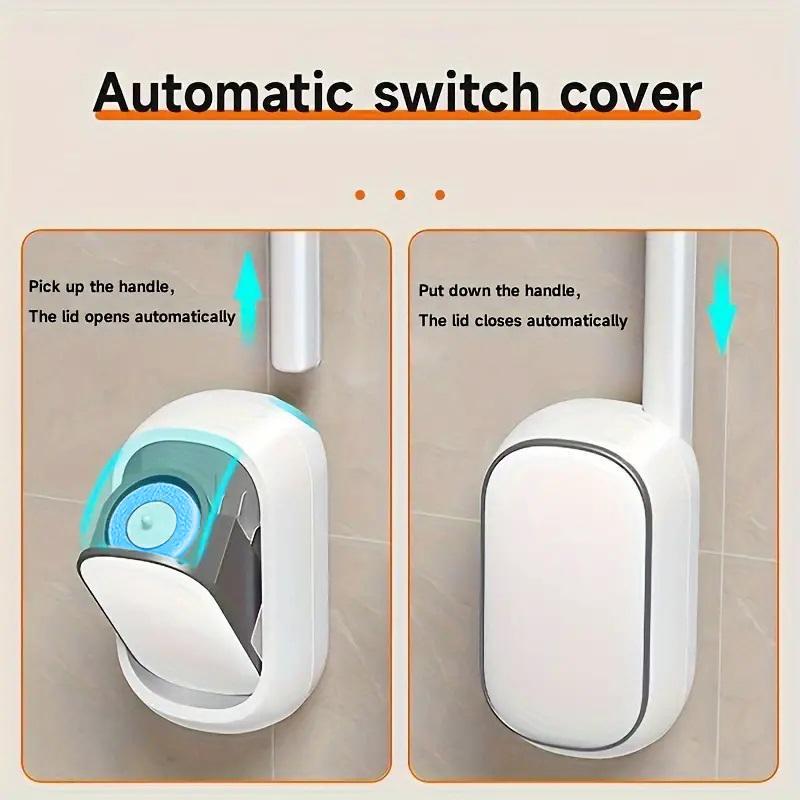 Toilet Brush with Wall Mounted Holder, 1/2 Sets Disposable Toilet Cleaning Brush with Heads, Bathroom Cleaning Tool for Home Hotel Dormitory 3