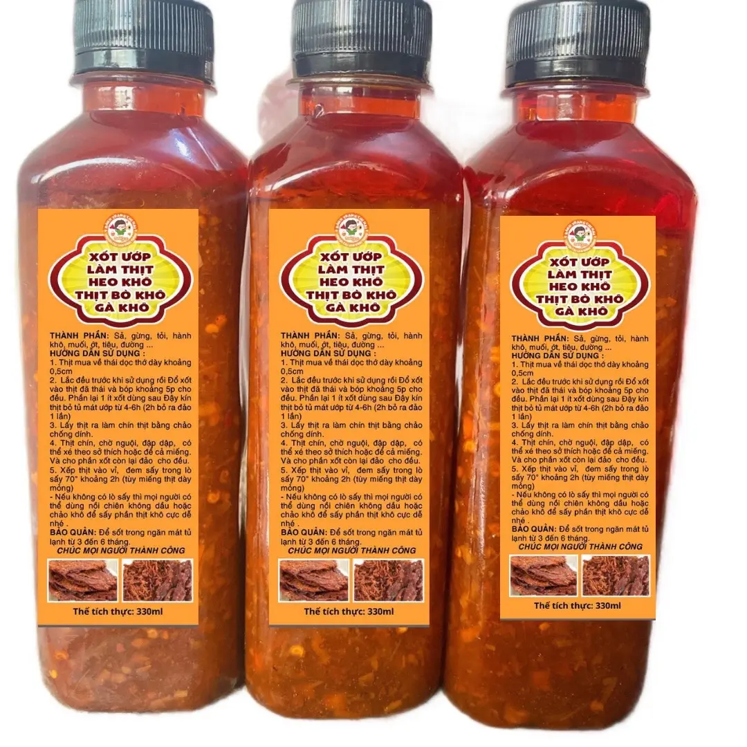Xốt ướp làm thịt heo khô bò khô và khô gà nhà làm chai 330 ml