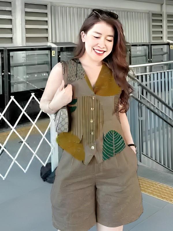 Đồ Bộ áo gile sát nách quần sooc, Set Đồ Nữ, Áo gile mùa hè, Quần Sooc, Mã Q90