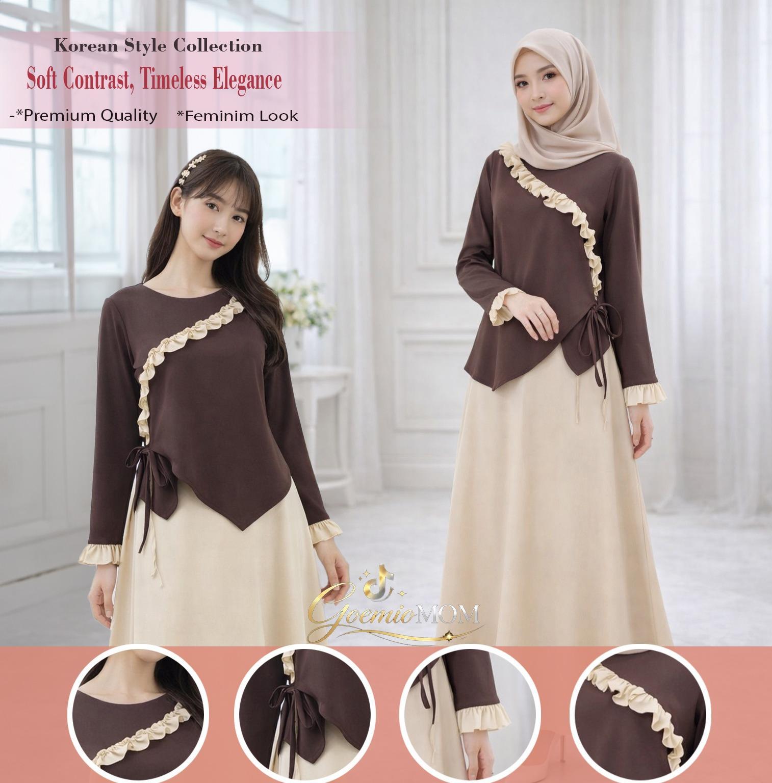 AC | [Pre-Order] Set Rok Deswita Setelan Knit Atasan Dan Rok Panjang Wanita Polos Casual Simple