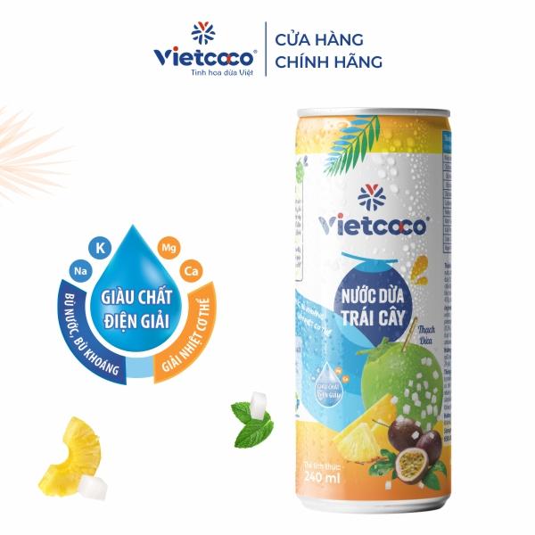 Nước dừa tươi vị trái cây Vietcoco lon 240ml