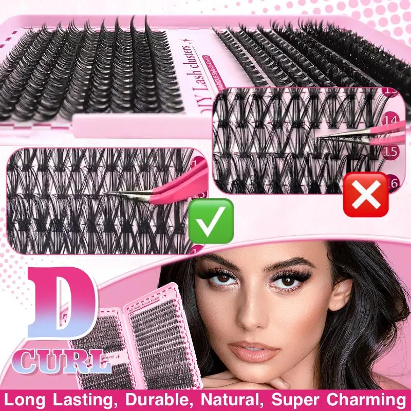 Upgraded Eyelash Extension Kit with Eyelash Glue & Remover & Tweezers & Brush, 1 Set 9-16mm 30D & 40D & 50D Mixed Individual Lashes, Professional Eye Makeup Accessories, Pretend Makeup Kit, Eyelashes Gift for Girlfriend, Volume Individual Lashes 5