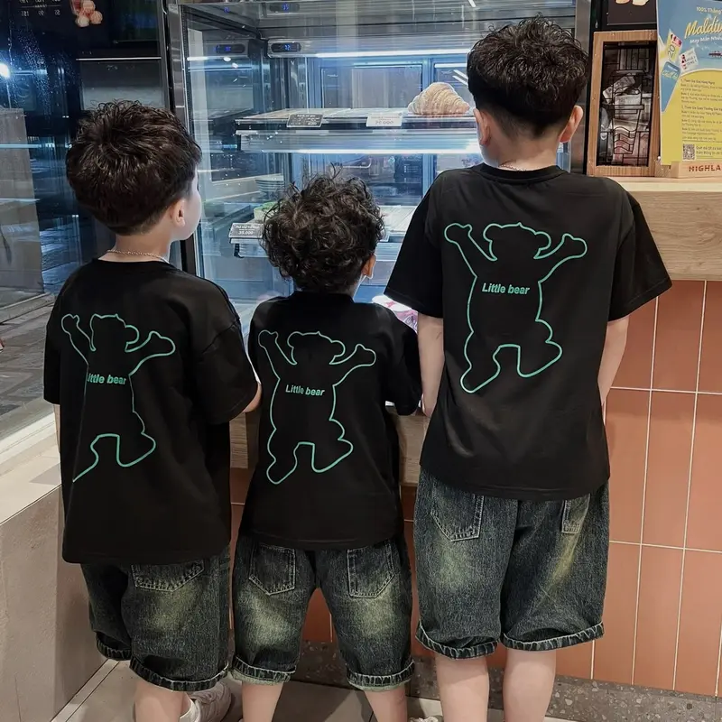 Combo 2 áo phông Bear kiểu Hàn cho bé trai và bé gái 2