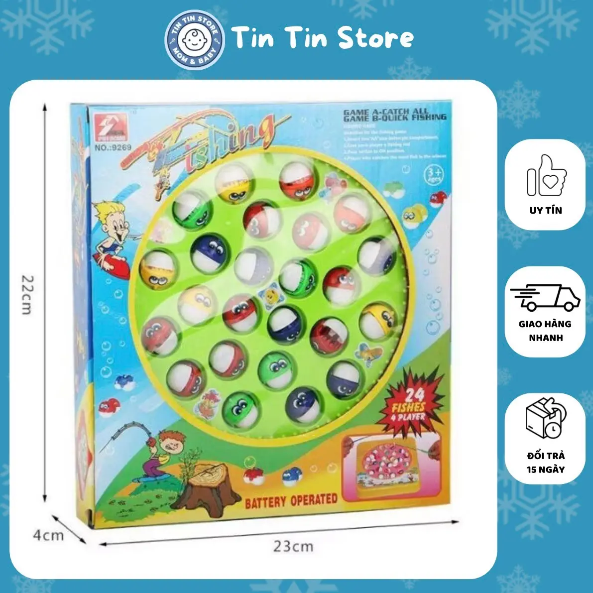 Đồ chơi câu cá nhựa 24 con cá chạy bằng pin có phát nhạc, vui nhộn cho bé, giúp bé giải trí, phát triển