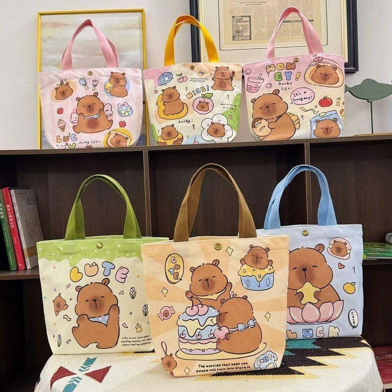 Túi Bucket Vải Bố Capybara, Năm 2025, Thích Hợp Cho Sinh Nhật Bé Gái, Túi Ăn Trưa, Túi Cầm Tay Nhỏ Túi Tote Cầm Tay Dễ Thương, Kapibala, Được Xếp Hạng 93% Tích Cực 1
