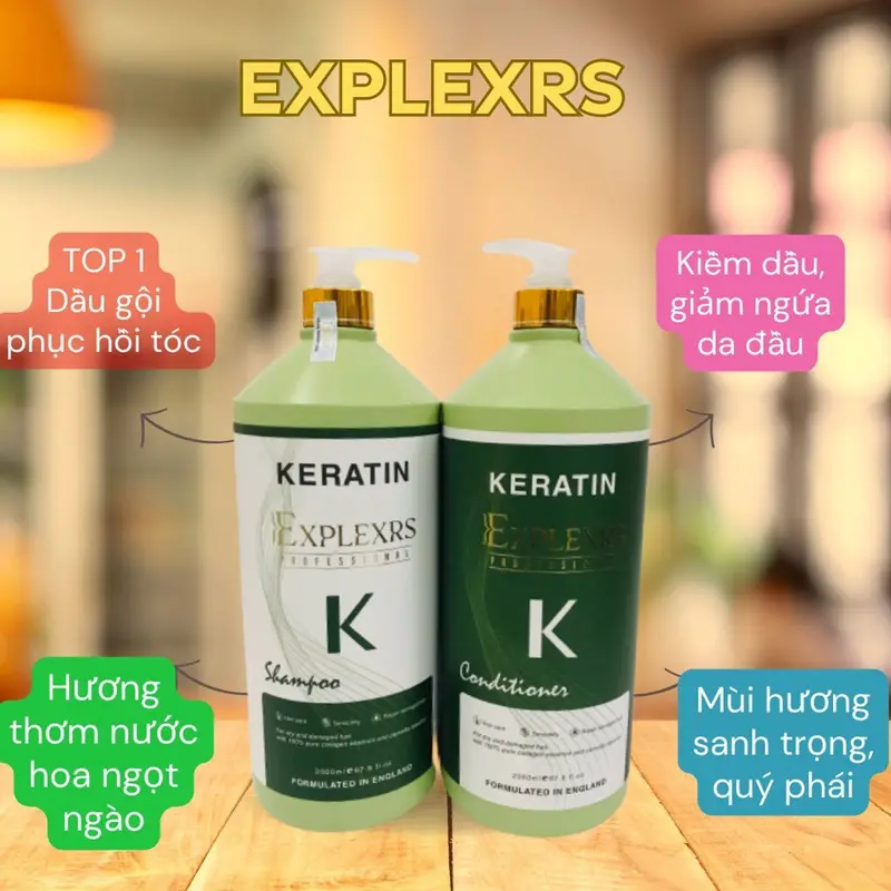 Dầu Gội Đầu Nữ Keratin K Explexrs Dầu Gội Gàu Collagen Keratin K 2000ML | Giảm Rụng Tóc, kícḣ Mọc Tóc, Phục Hồi Tóc Hư T _ 4