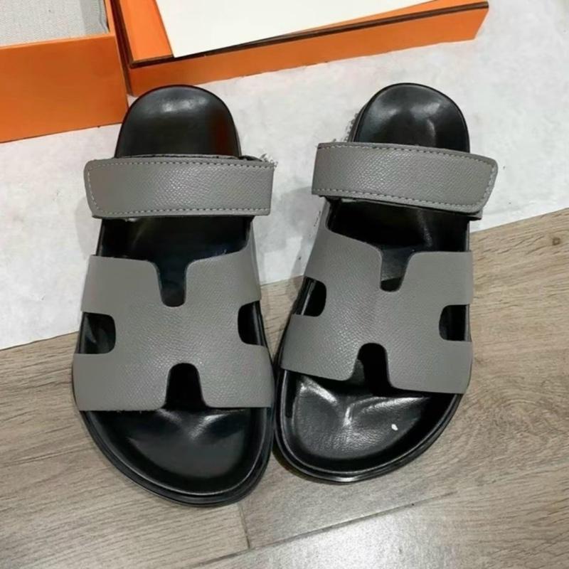 ￼Dép lê H.M nữ quai da sần mặt bóng Sandal đế 2,5p. (Chân gầy, mỏng cần lùi sz) 5