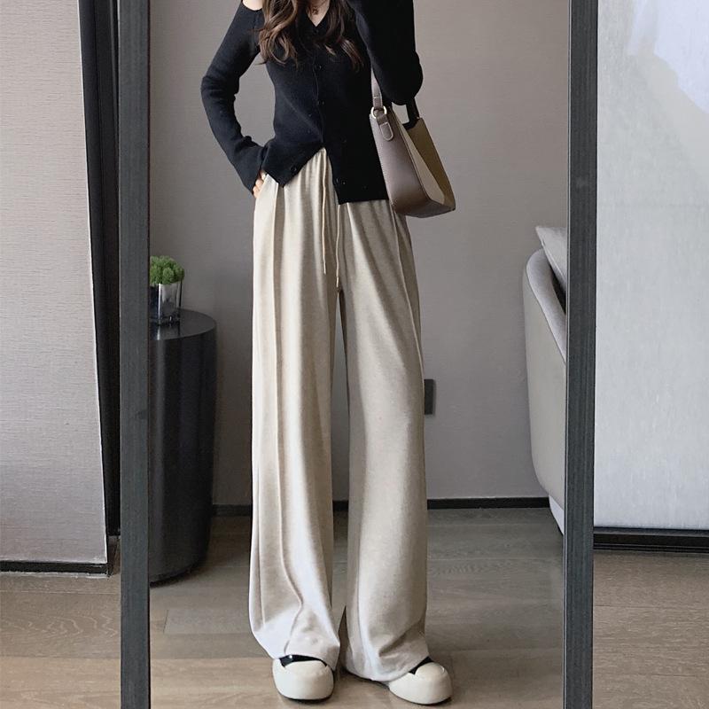 Yuxi Autumn and Winter New Narrow Wide-Leg Pants Women's Draping Effect Mop Pants Soft Glutinous Rice Shake Pants Straight-Leg Trousers Casual Pants baggy ali  jeans cargo pants  women 7