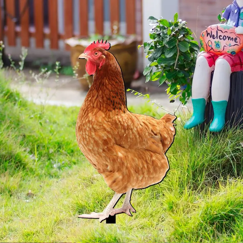 2 Piece - Acrylic Hen Decoration Ground Stake, Acrylic Material, Suitable for Farm Garden Outdoor Decoration, Resistant to Sun and Rain