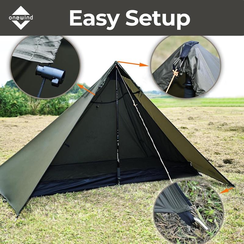 TikTok Shop 2024 onewind Solitary Shelter Camping Tarp Set Include Emergency Shelter and Bugnet Ripstop Silnylon with Silicone PU Coating Survival Shelter Tent for Camping Hiking Backpacking