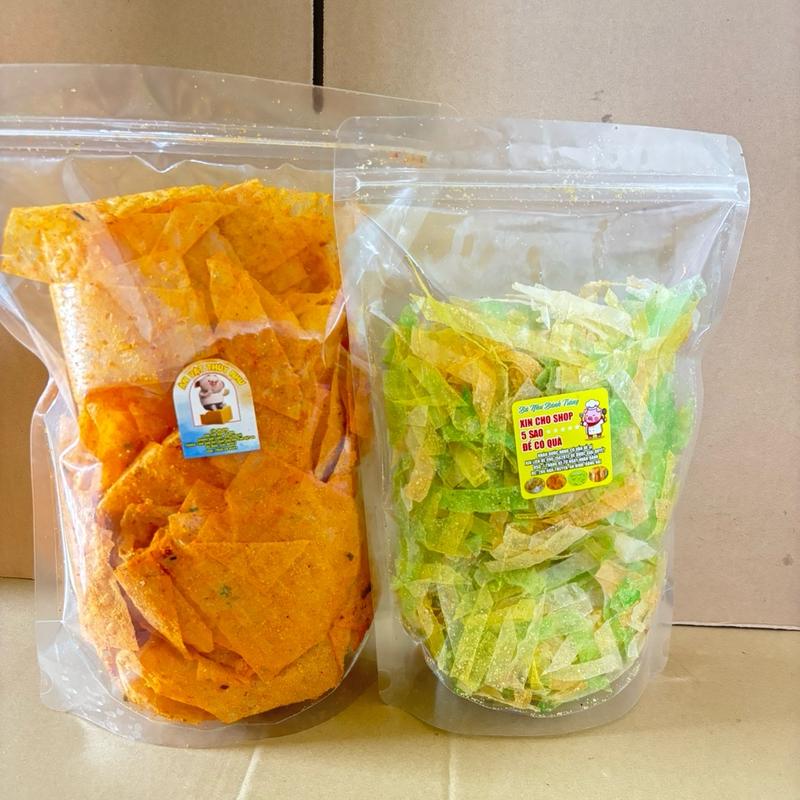 COMBO 1kg Bánh tráng Phô Mai Ngũ Sắc - Phô Mai Lá Tôm ( 2Túi 500gr ) Ăn Vặt Food