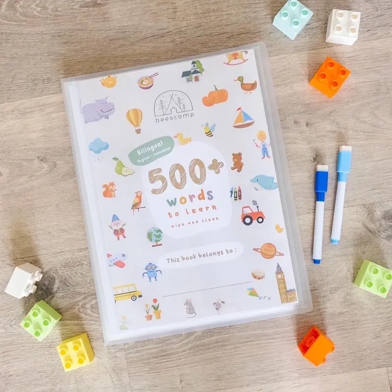 500+ WORDS TO LEARN wipe and clean ( buku edukasi / activity book anak 1-6 tahun ) beescamp