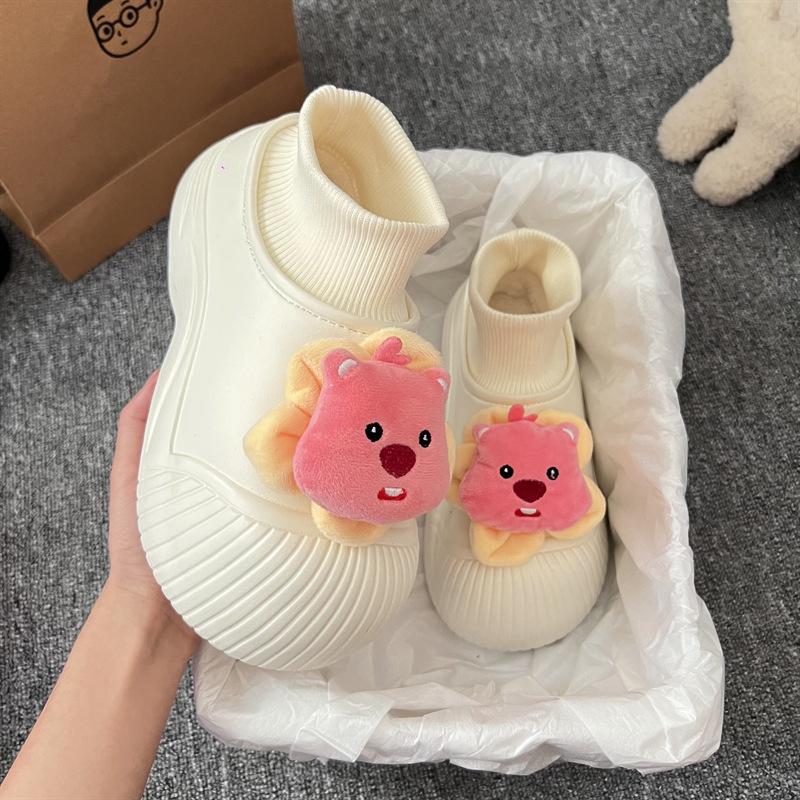 Giày Bốt Cổ Chun YÊU TINH THỎ Dày Dặn Chống Trượt Chống Thấm Nước Thời Trang Thu Đông 2023 Phong Cách Mới Cho Nữ TR Boot Shoes Cổ Cao