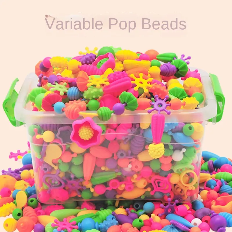 Children DIY Handmade Beads,Educational Toy,Cordless Pop Beads,Necklace Bracelet Craft Kit,Girls Beading Materials Set