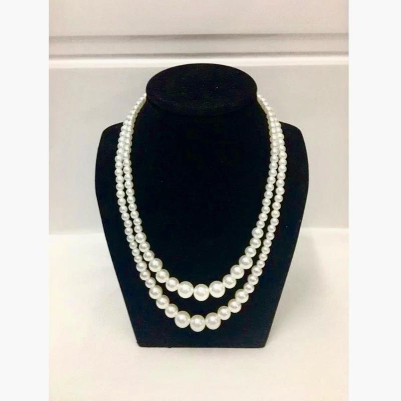 Vòng cổ ngọc trai Tổng Hợp 2 tầng hạt 6_8_10_12_14mm ( Tặng kèm vòng tay 5mm và bông tai ). kết hợp áo dài cực xinh.