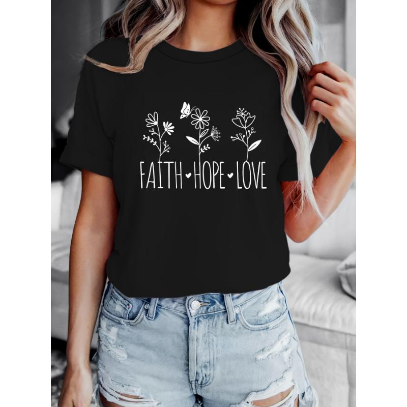 Women'S Faith Printed Round Neck Short Sleeve T-Shirt 3