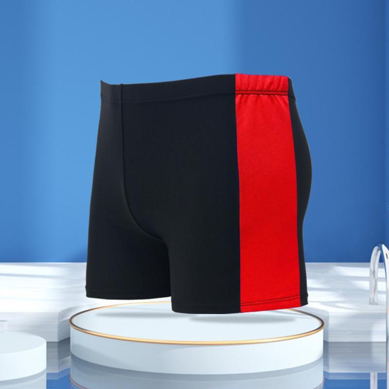 [Honbata]-Adult Men Swimming Trunks Mid-rise Elastic Waist Patchwork Color Water Repellent Swimwear Quick Drying Swimming Trunks Swim Shorts 2