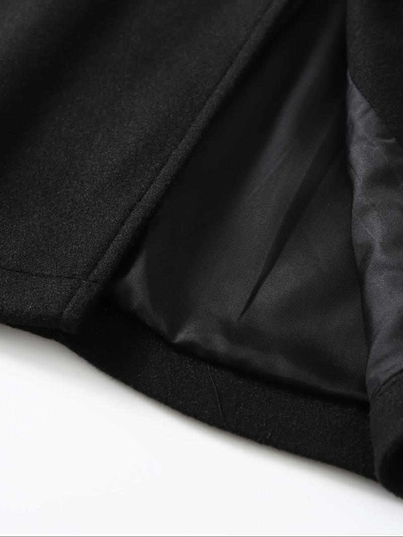 Product Introduction of Men's Solid Color Woolen Coat, Regular Fit Casual Long Sleeve Lapel Outerwear for Fall & Winter, Men's Clothes for Daily Wear 4