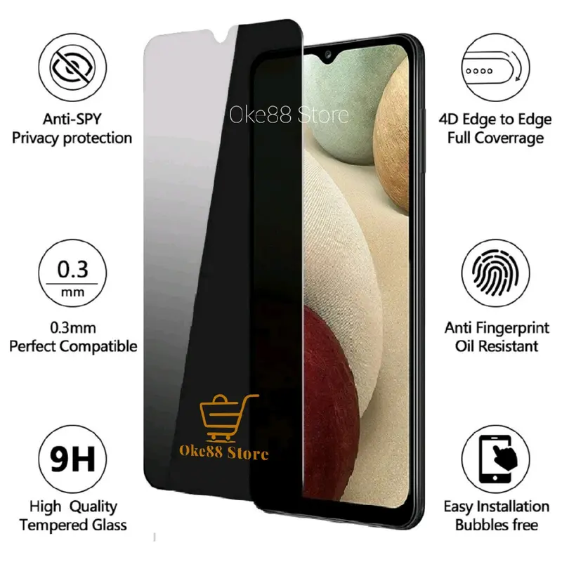 TEMPERED GLASS ANTI SPY SAMSUNG A04 A04E A04S A04 CORE A03 A03S A03 CORE A02 A02S A10 A10S A10E A11 A12 A20 A20E A20S A21 A21S A22 4G A22 5G A23 4G A23 5G A01S A05 A05S A05 A05 CORE PELINDUNG LAYAR ANTI INTIP PRIVACY ANTI GORES FULL LAYAR 0