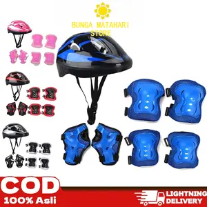 【READY STOCK】Pelindung Anak Sepeda Sepatu Roda 7 IN 1 - Helm Deker Lutut Buah Anti Cedera Outdoor
