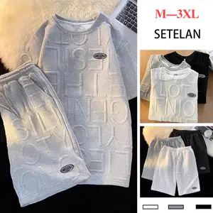 Kemeja Lengan Pendek, Celana Pendek Atletik, Kaos Lengan Pendek, Jubah Kasual Modern, Kaos Polos, Rilisan, Setelan Kasual Pria Wafel Katun Distro Dewasa Panjang Cowok Casual Motif Keren Polyester Summer setelan  starboy