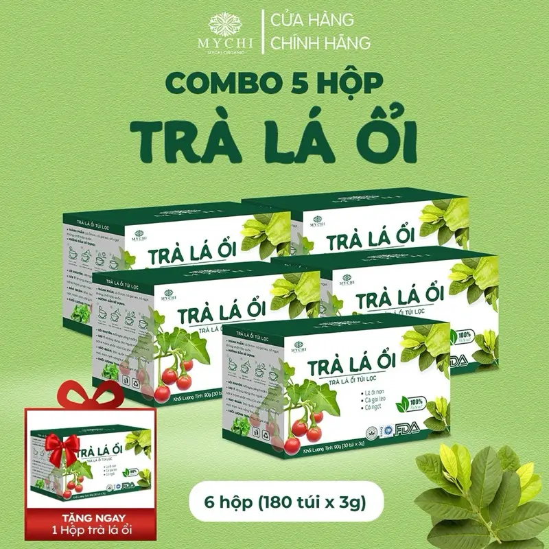 ( Tặng 1 hộp ) Combo 5 hộp trà lá ổi từ thiên nhiên 150 túi lọc